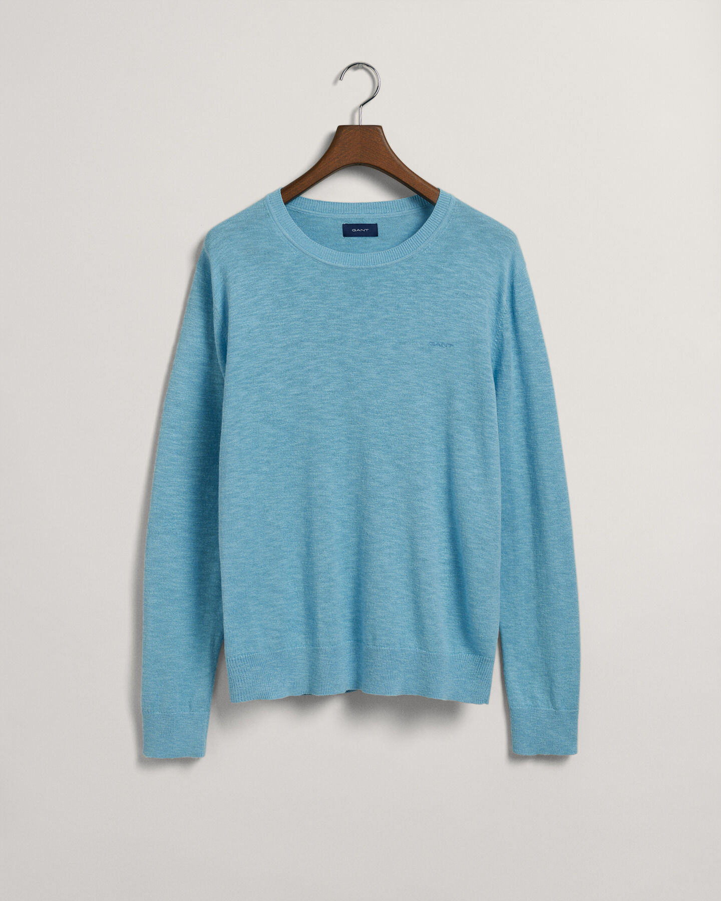 Pulover com decote redondo em algod&atilde;o e linho