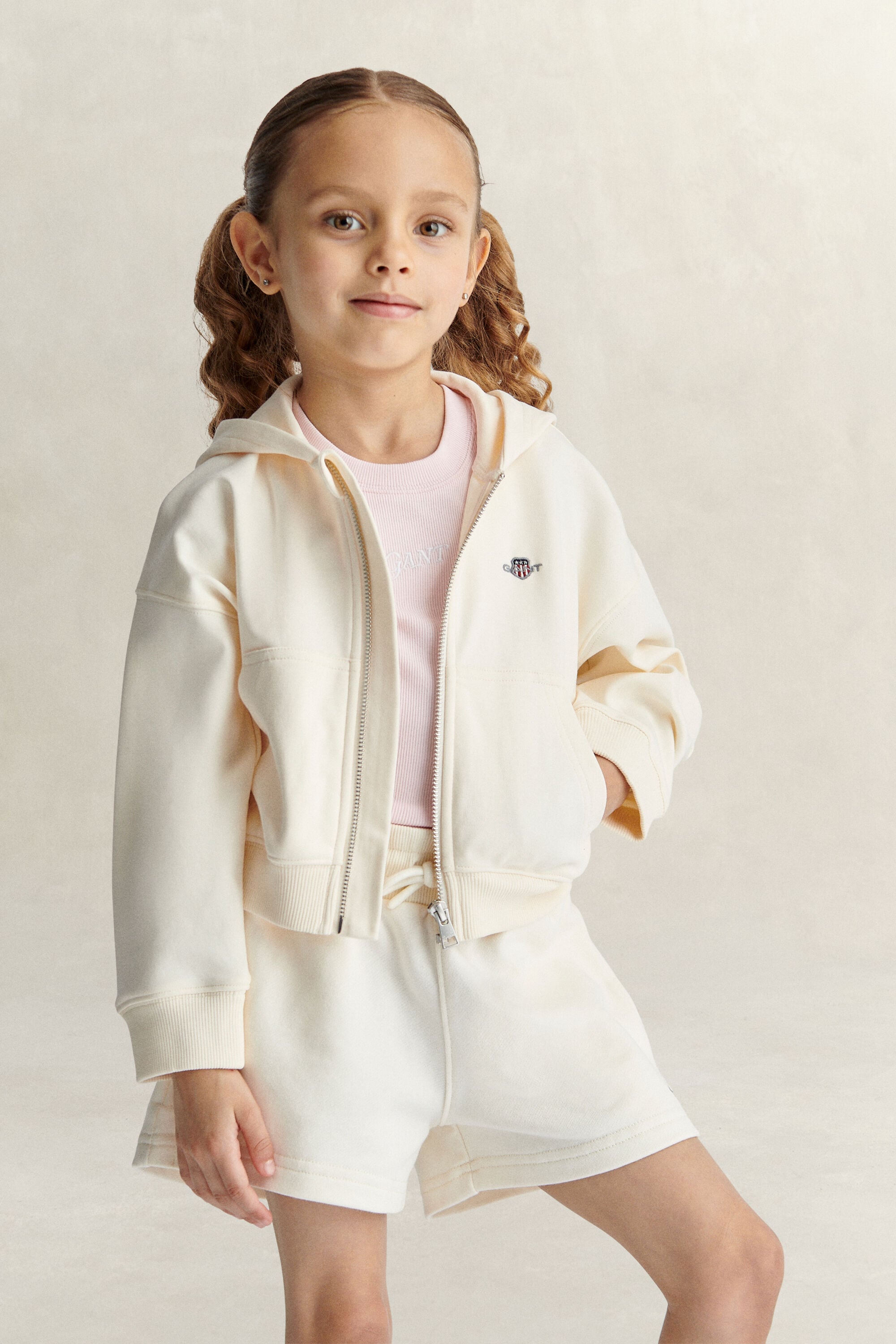 Sweatshirt com capuz e fecho curta Shield Girls