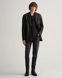 Camisa lisa com laço slim fit