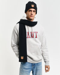 Conjunto de oferta com gorro e cachecol em lã com emblema