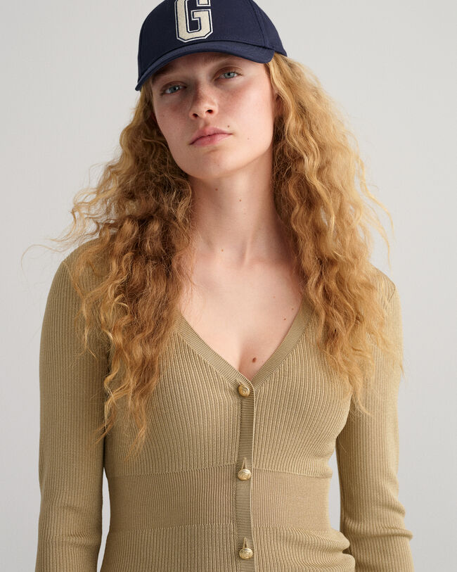 Camisola estilo casaco de malha canelada