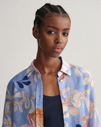 Camisa em seda e algodão com estampado Floral corte normal