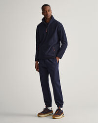 Pulover com meio fecho em lã cardada leve