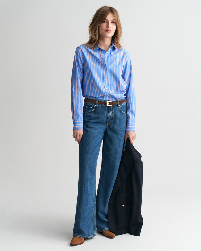 Camisa em popelina às riscas Classic regular fit