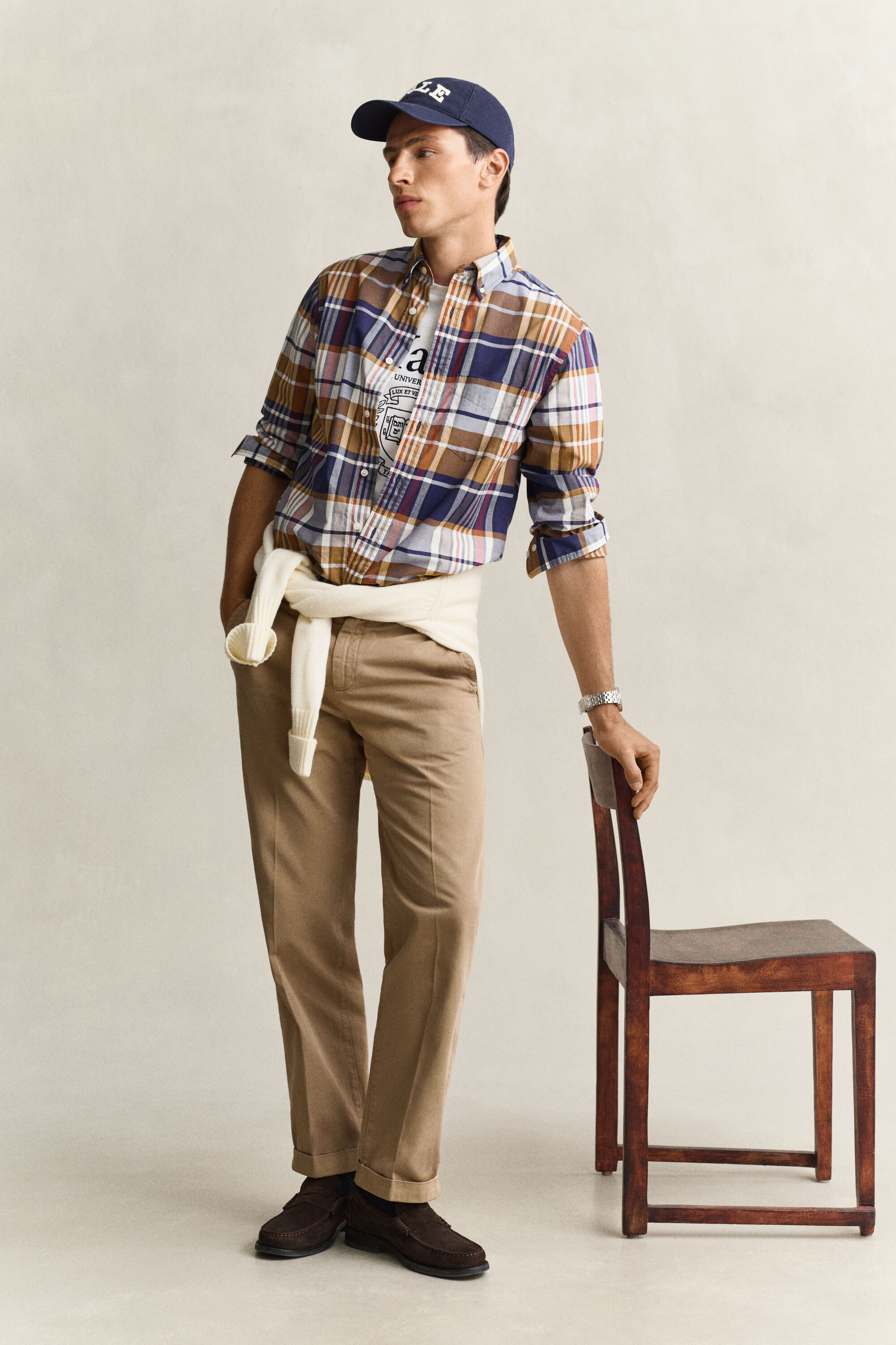 Camisa de popelina com padrão de xadrez Gant x Yale
