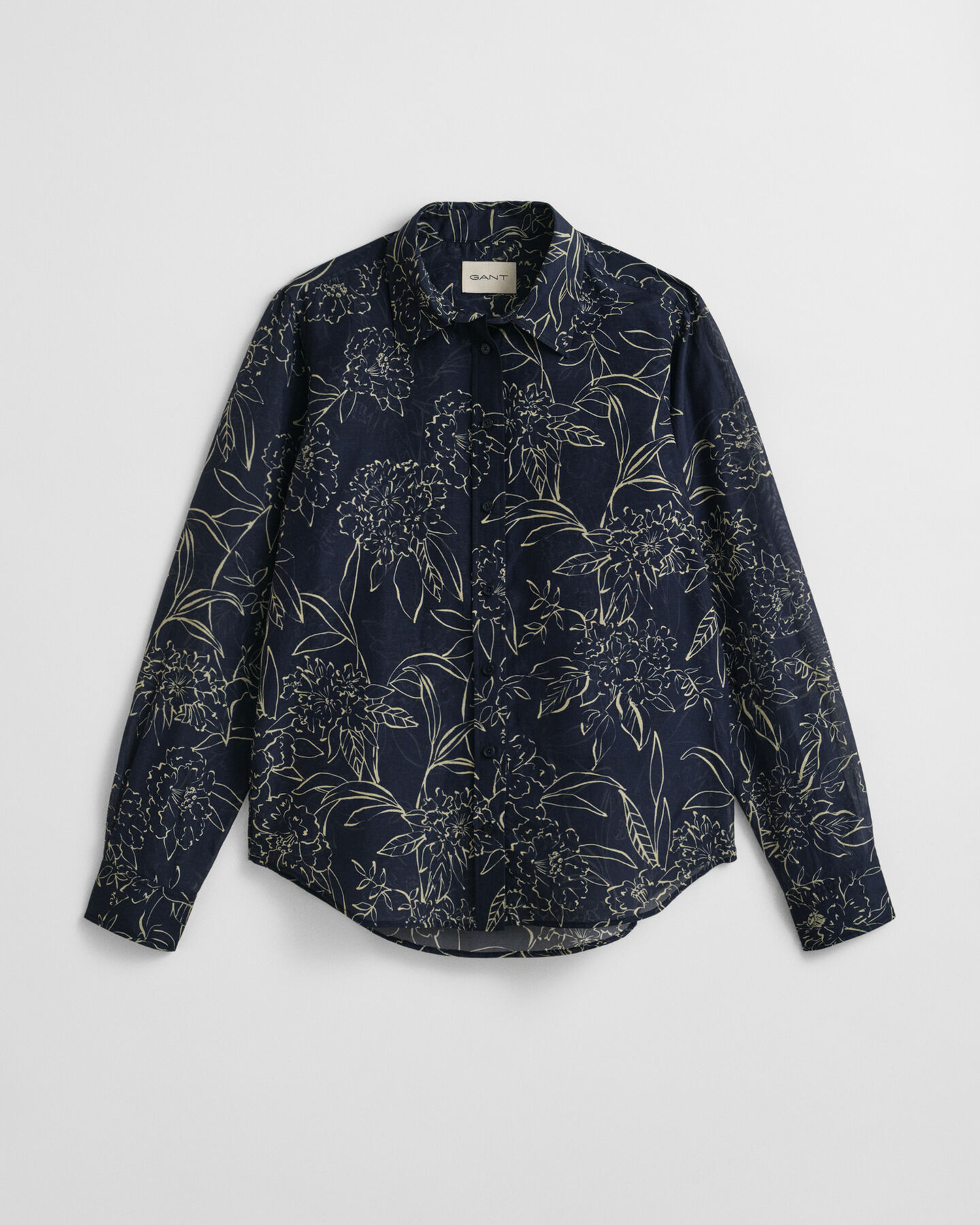 Camisa em seda e algodão com estampado Floral corte normal