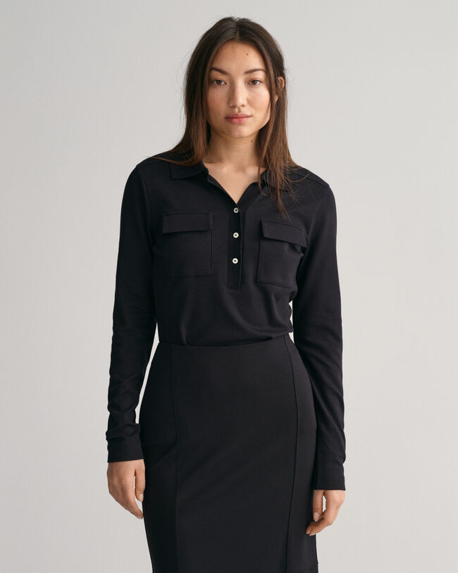 Camisa em jersey com colarinho de polo slim fit