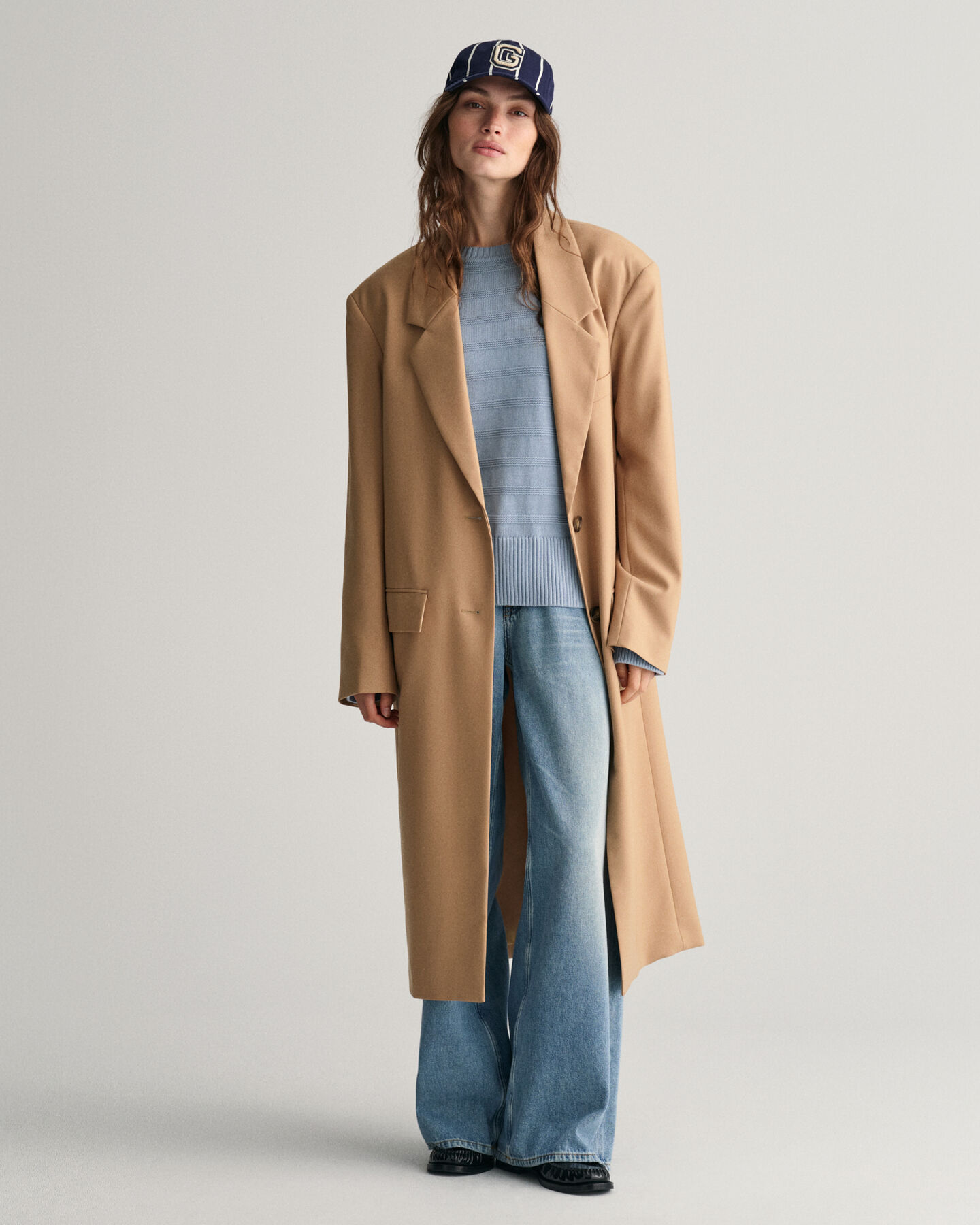 Pulover com decote redondo em algod&atilde;o &agrave;s riscas Tonal