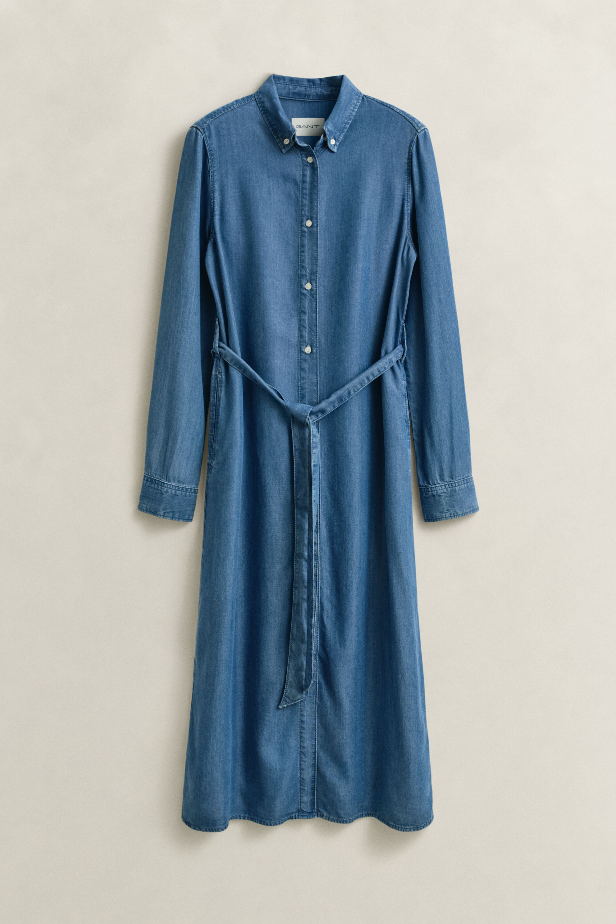 Vestido-camisa em chambray
