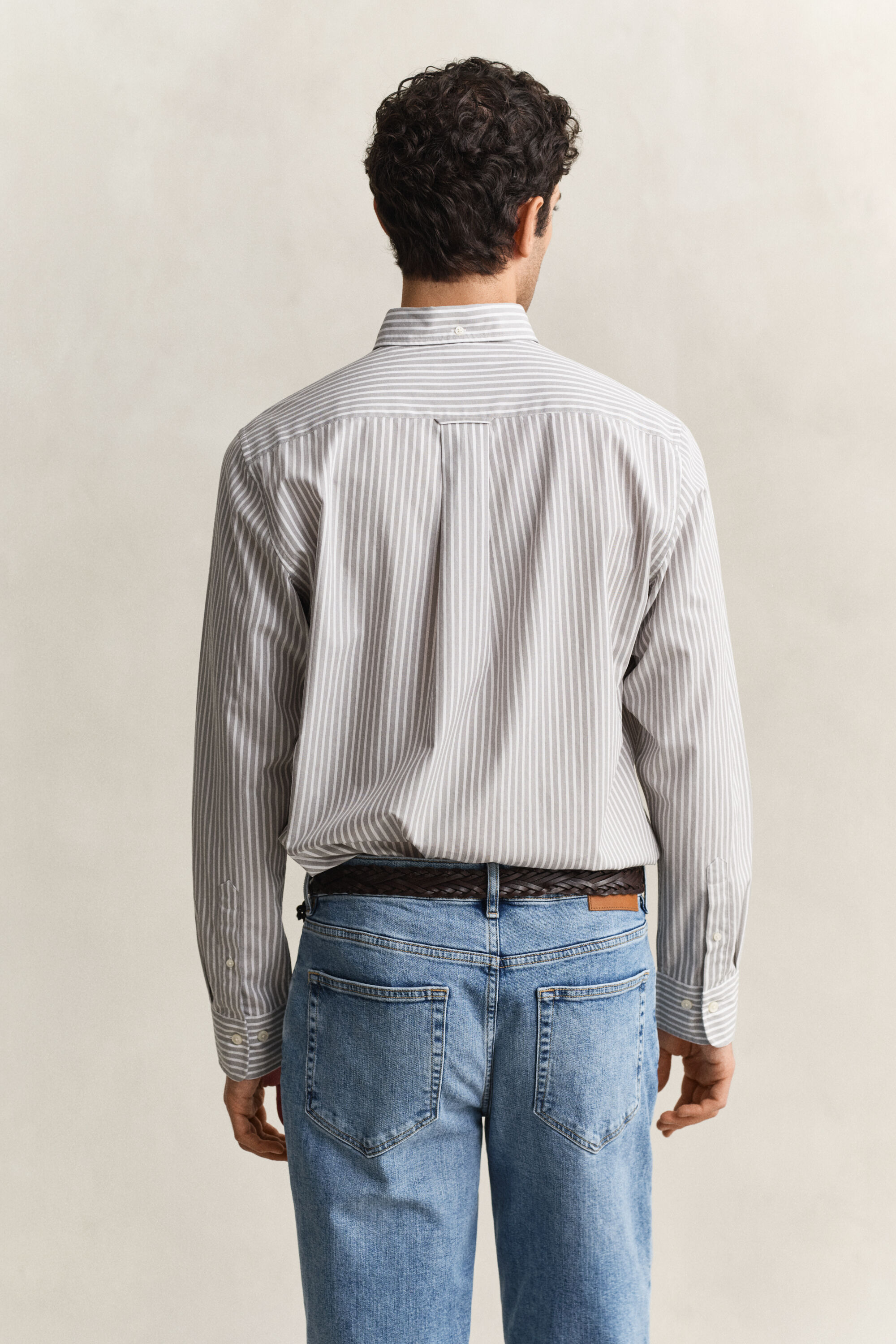 Camisa em popelina às riscas Classic