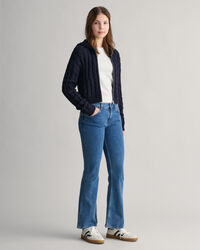 Casaco de malha entran&ccedil;ada curto com capuz e fecho Shield Teen Girls