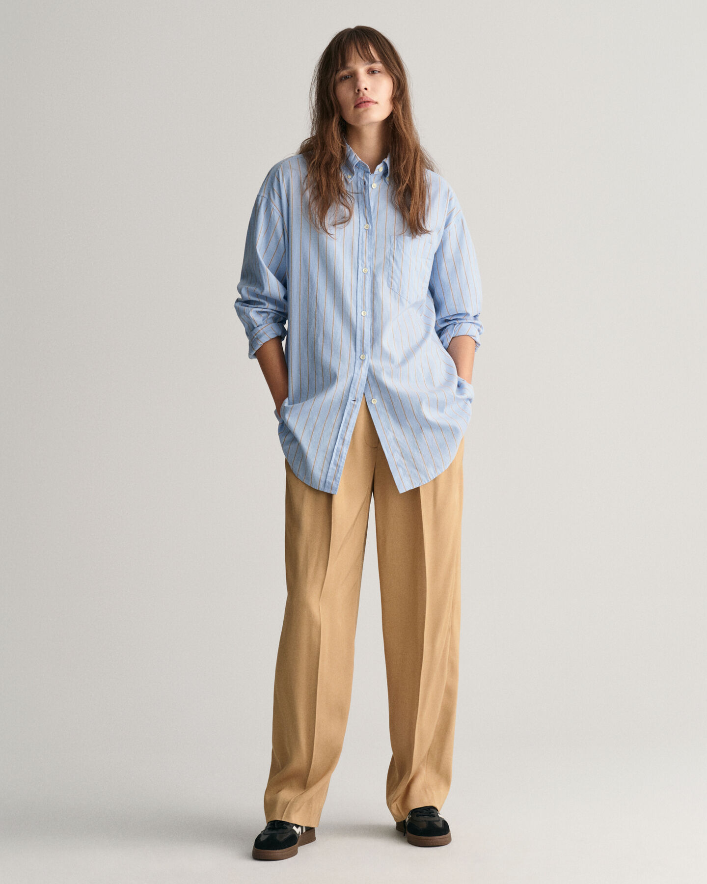 Camisa Oxford Luxury às riscas oversized fit