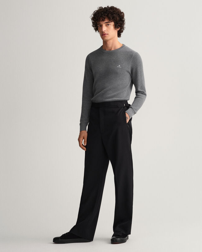 Pulover com decote redondo em algod&atilde;o piqu&eacute;