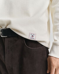 Camisola Henley de manga comprida com textura Waffle