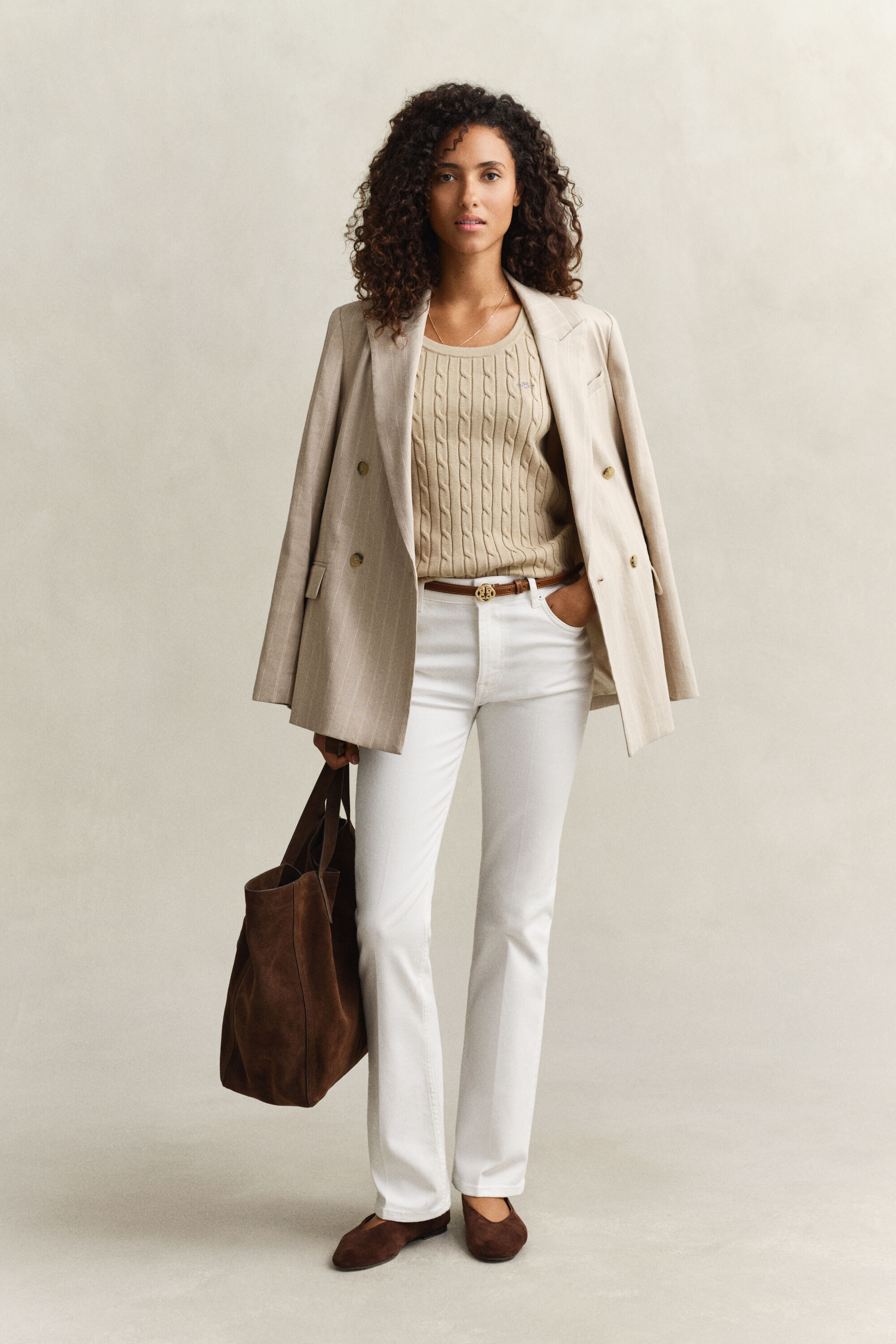 Camisola sem mangas em malha entrançada