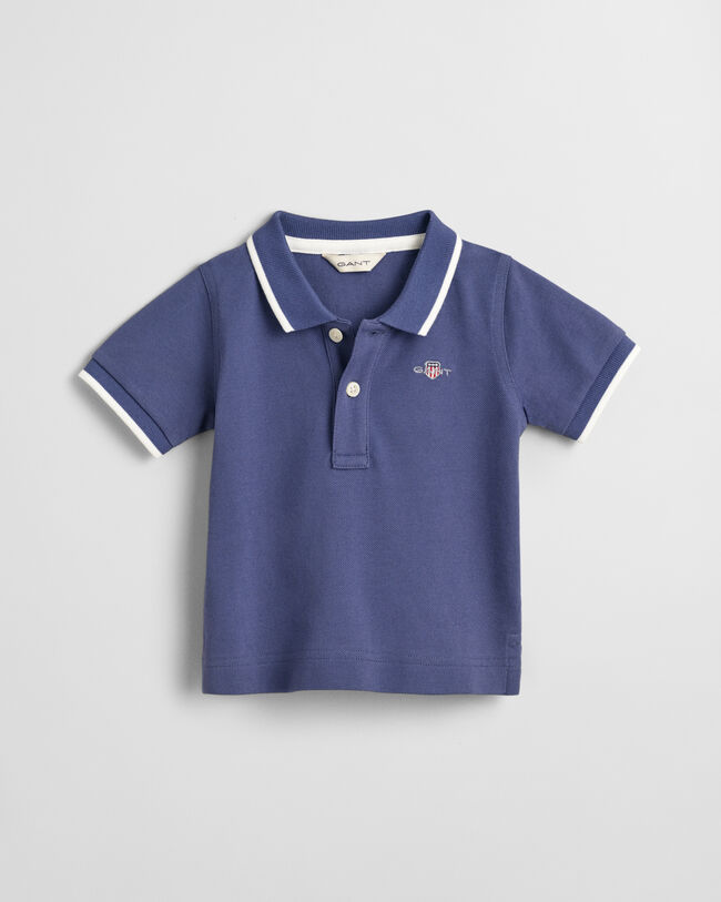 Rugger em algod&atilde;o piqu&eacute; com debrum contrastante Baby