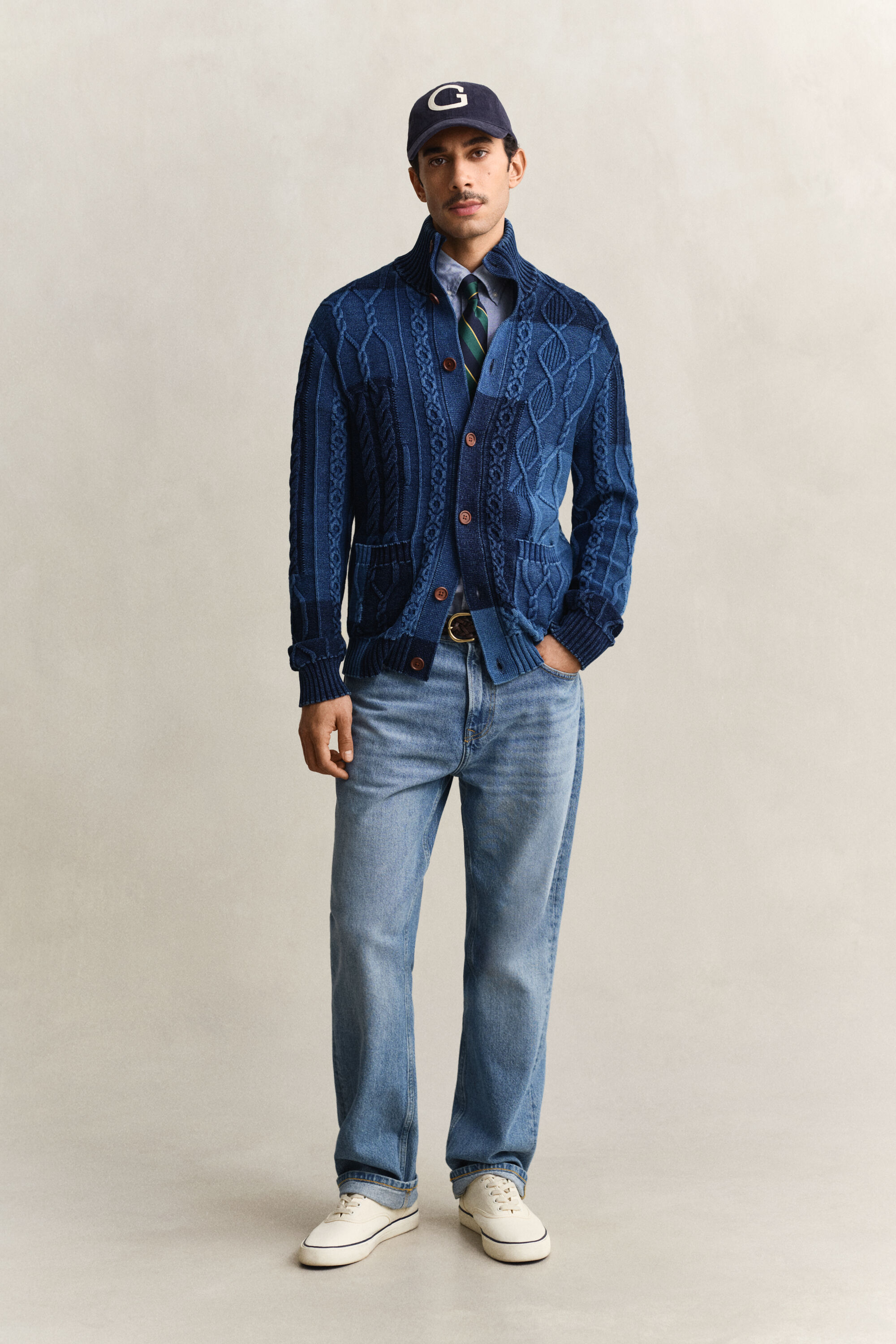 Casaco de malha entrançada Patchwork