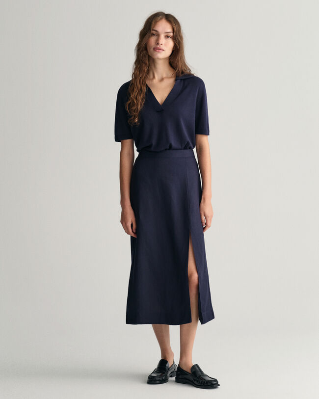 Saia m&eacute;dia em mistura de linho