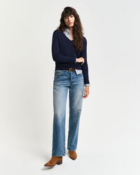 Camisola de malha fina com decote em V