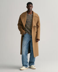 Sweatshirt de malha canelada às riscas com decote redondo