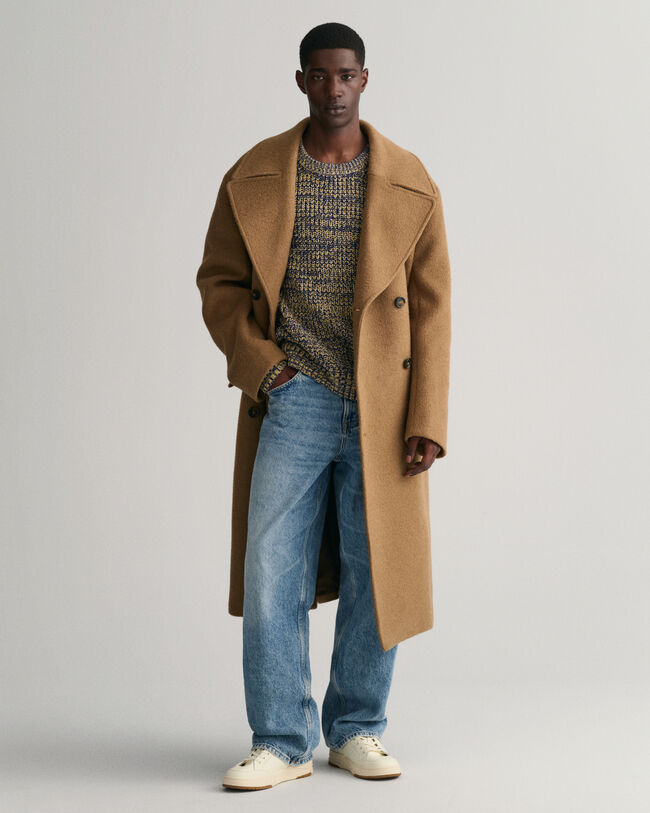 Sweatshirt de malha canelada às riscas com decote redondo