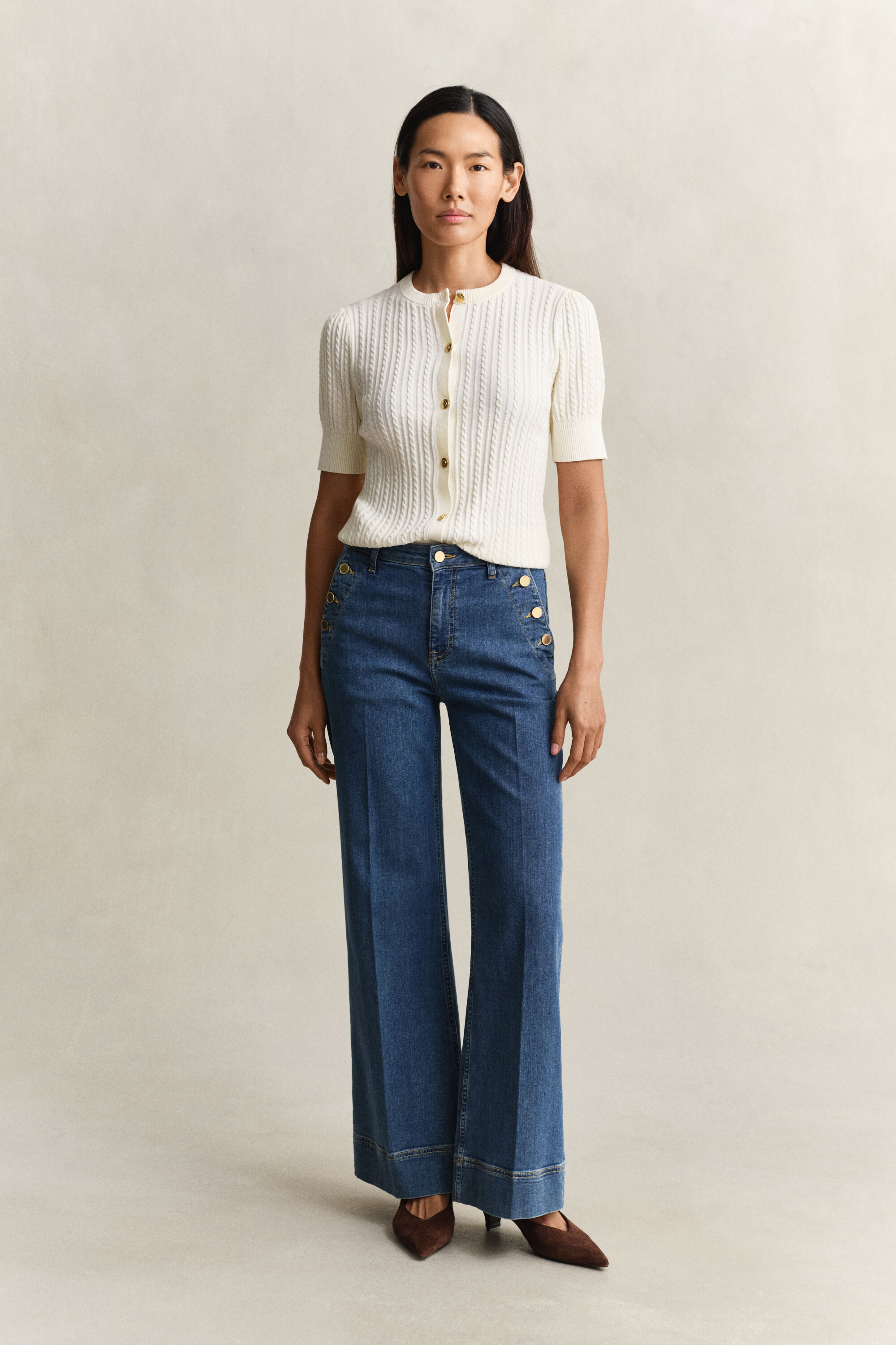 Calças de ganga evasê Nautical