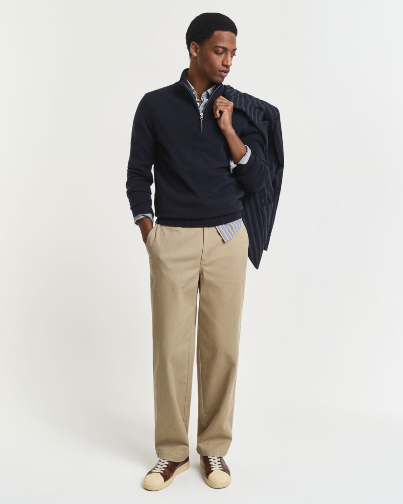 Camisola de malha com meio fecho de correr em caxemira