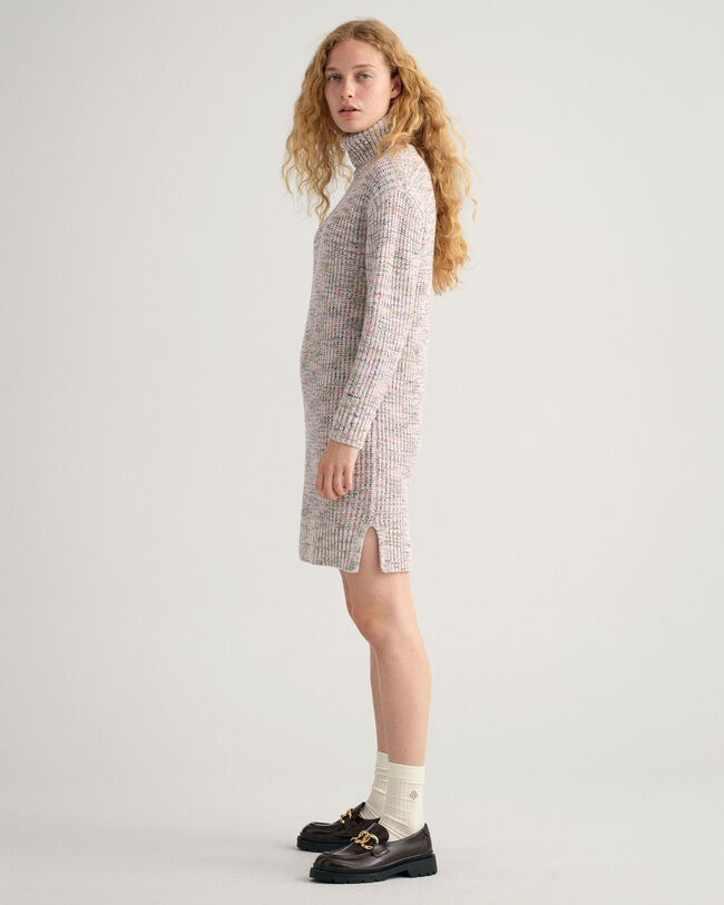 Vestido com gola dobrada multicolor