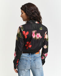 Camisa em seda e algodão floral regular fit