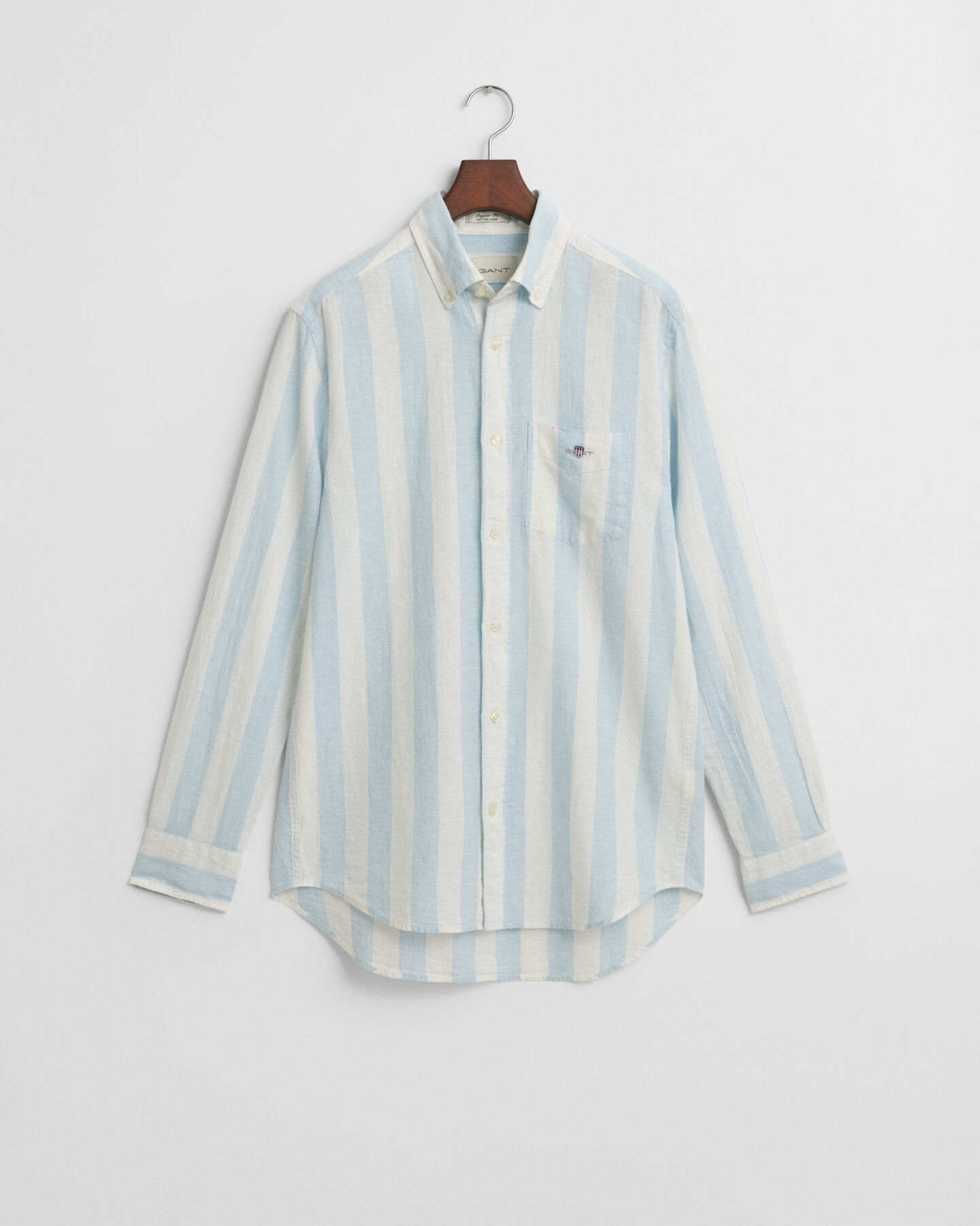 Camisa em linho e algodão às riscas arrojadas regular fit