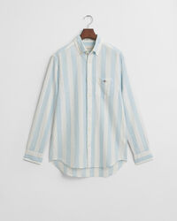 Camisa em linho e algodão às riscas arrojadas regular fit