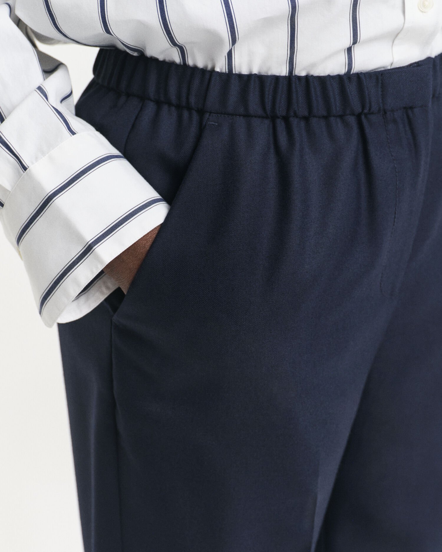 Calças pull-on em mistura de lã