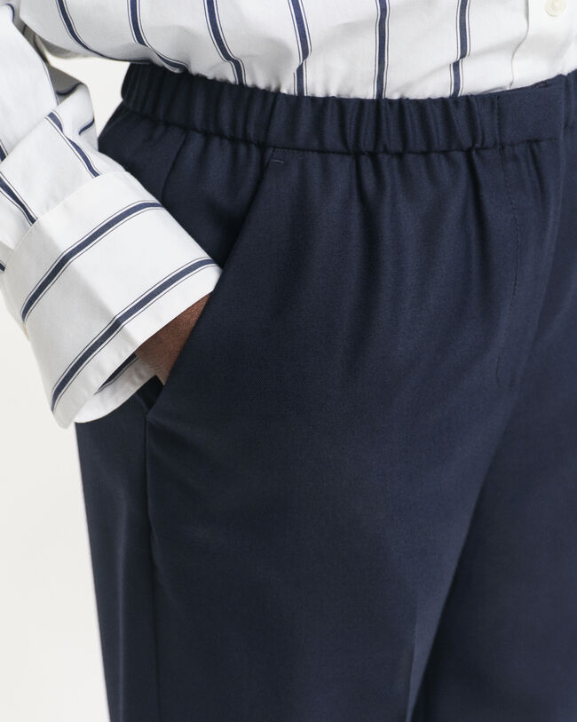 Calças pull-on em mistura de lã