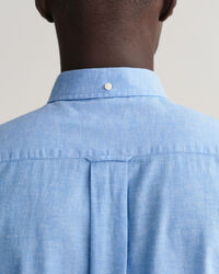 Camisa de manga curta em linho e algod&atilde;o corte normal