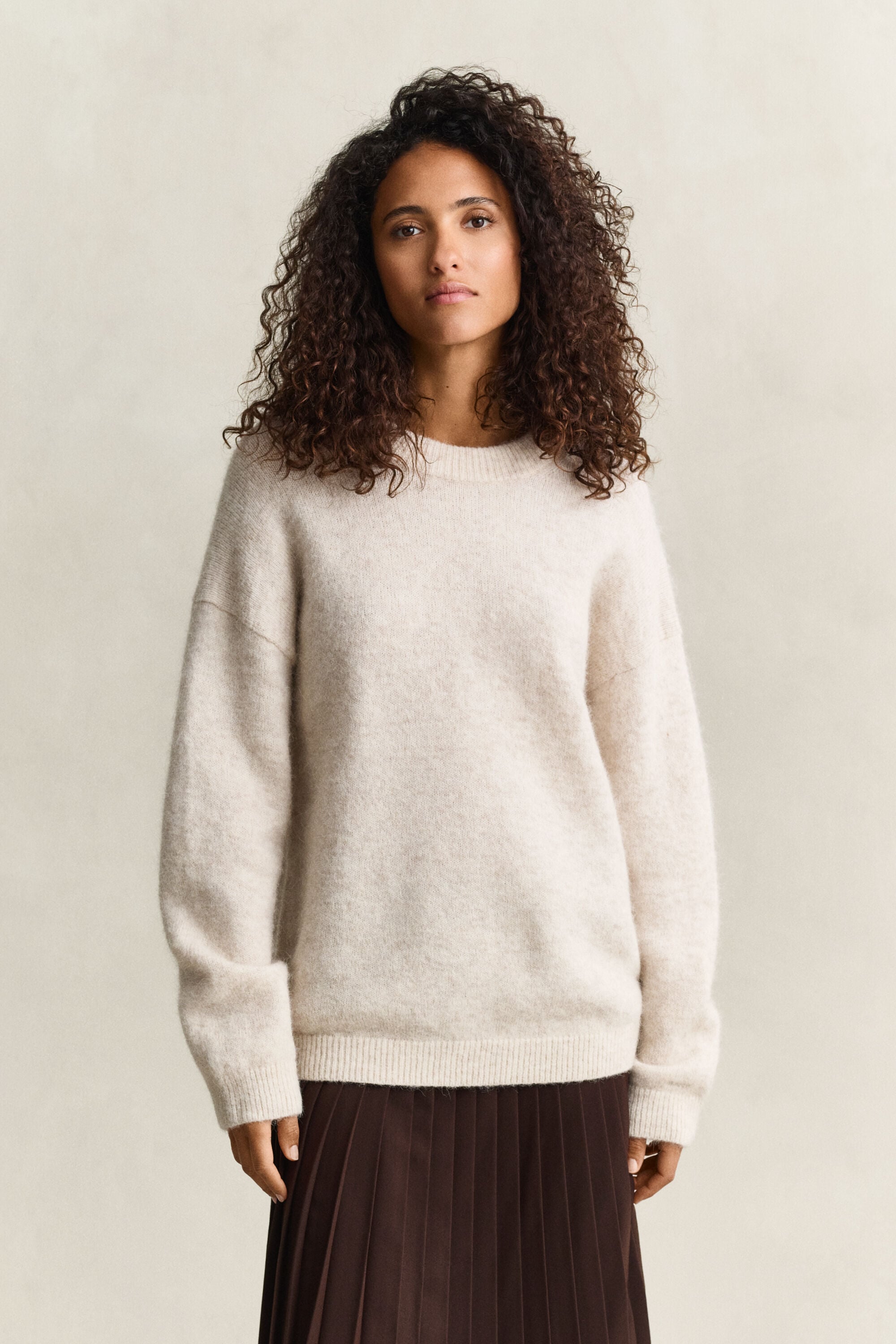 Camisola de malha em mistura de lã de alpaca
