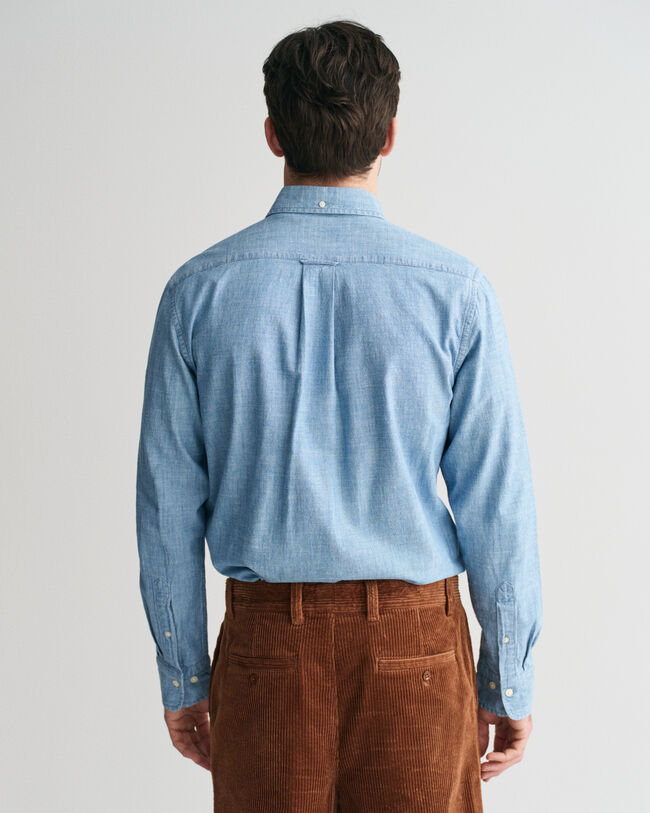Camisa em chambray índigo regular fit