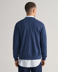 Casaco de malha com decote em V de algod&atilde;o Classic