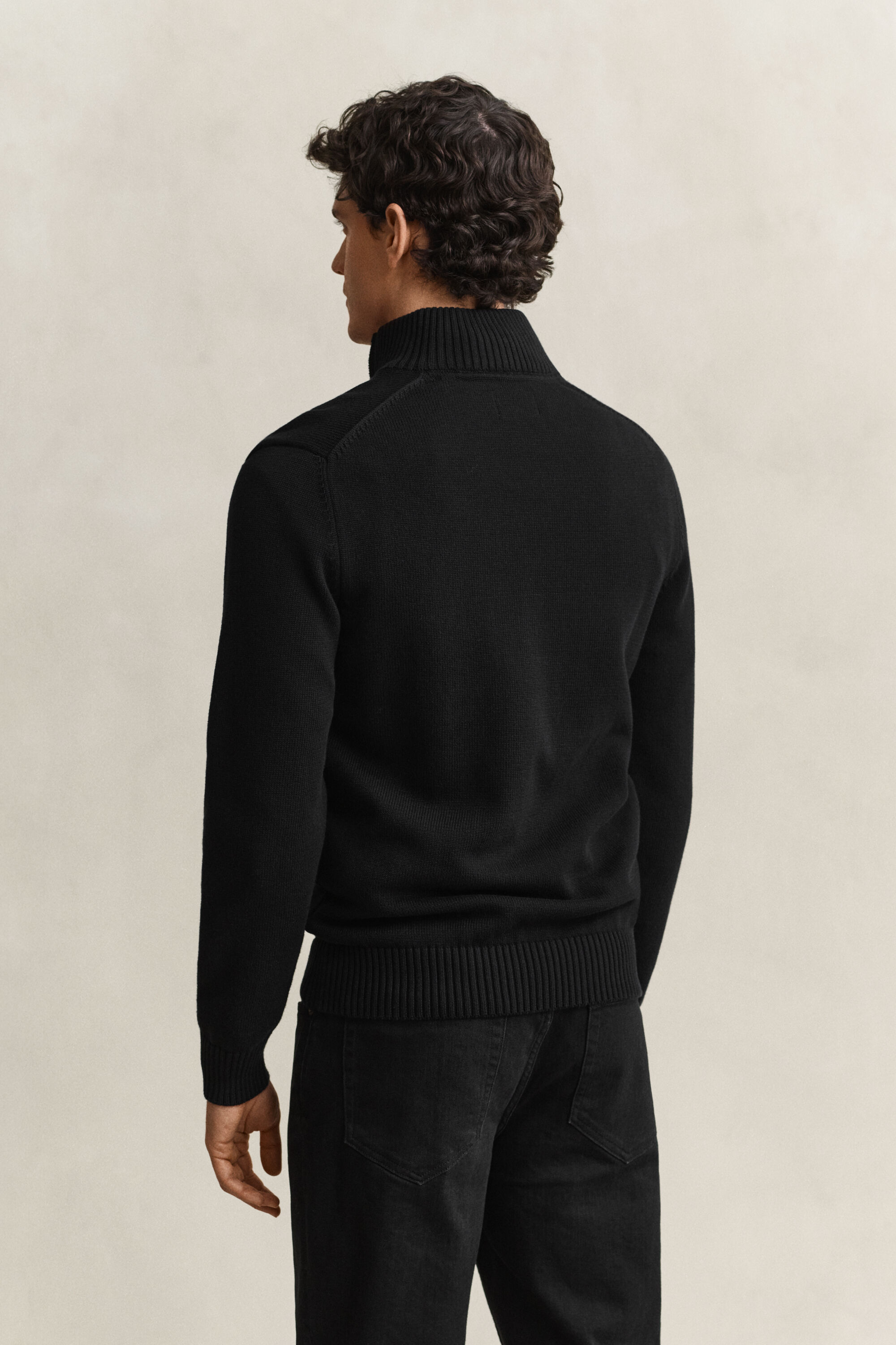 Camisola de malha em algodão com meio fecho Casual