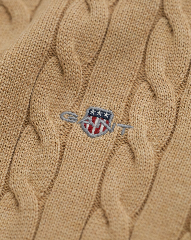 Camisola de gola alta em malha entrançada de algodão