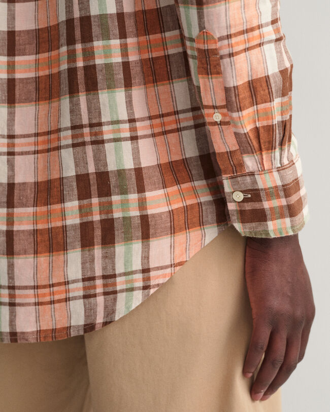 Camisa madras de linho regular fit