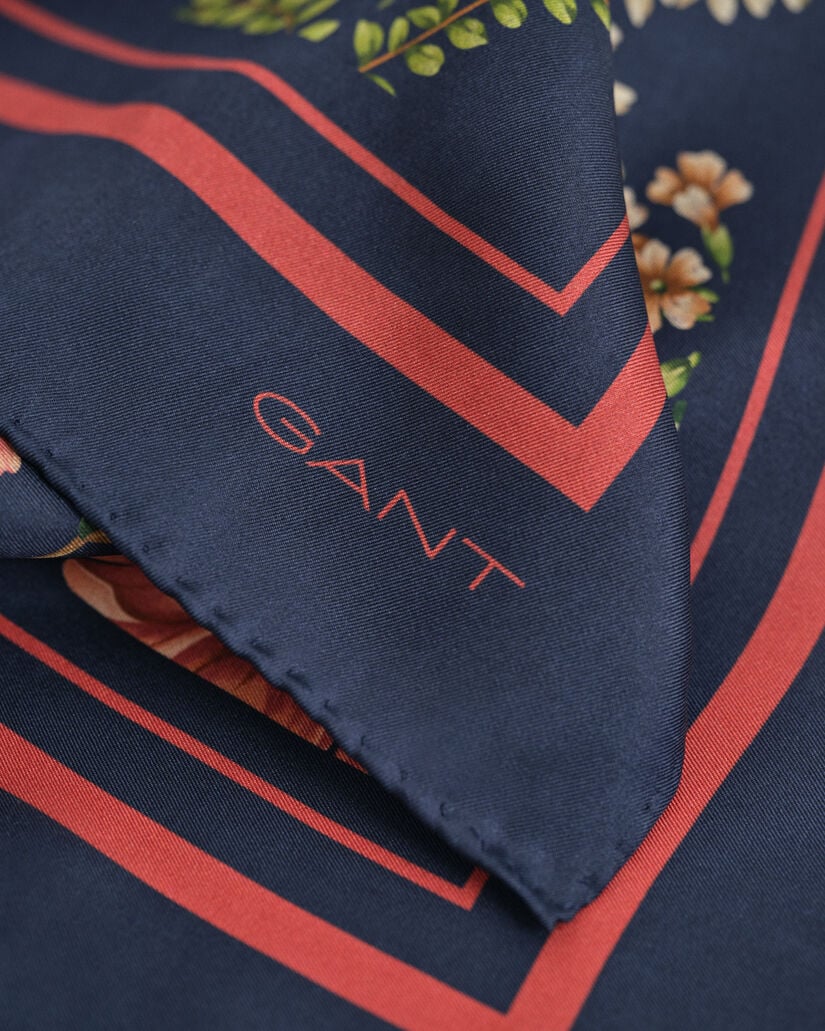 Len&ccedil;o em seda com estampado Floral