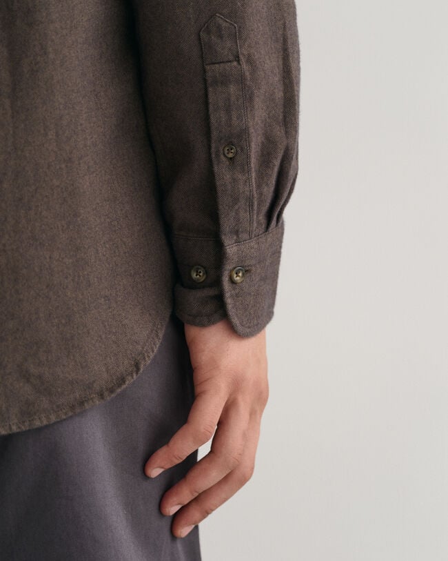 Camisa de flanela com padrão espinha de peixe regular fit