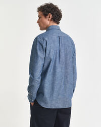 Camisa em chambray índigo regular fit