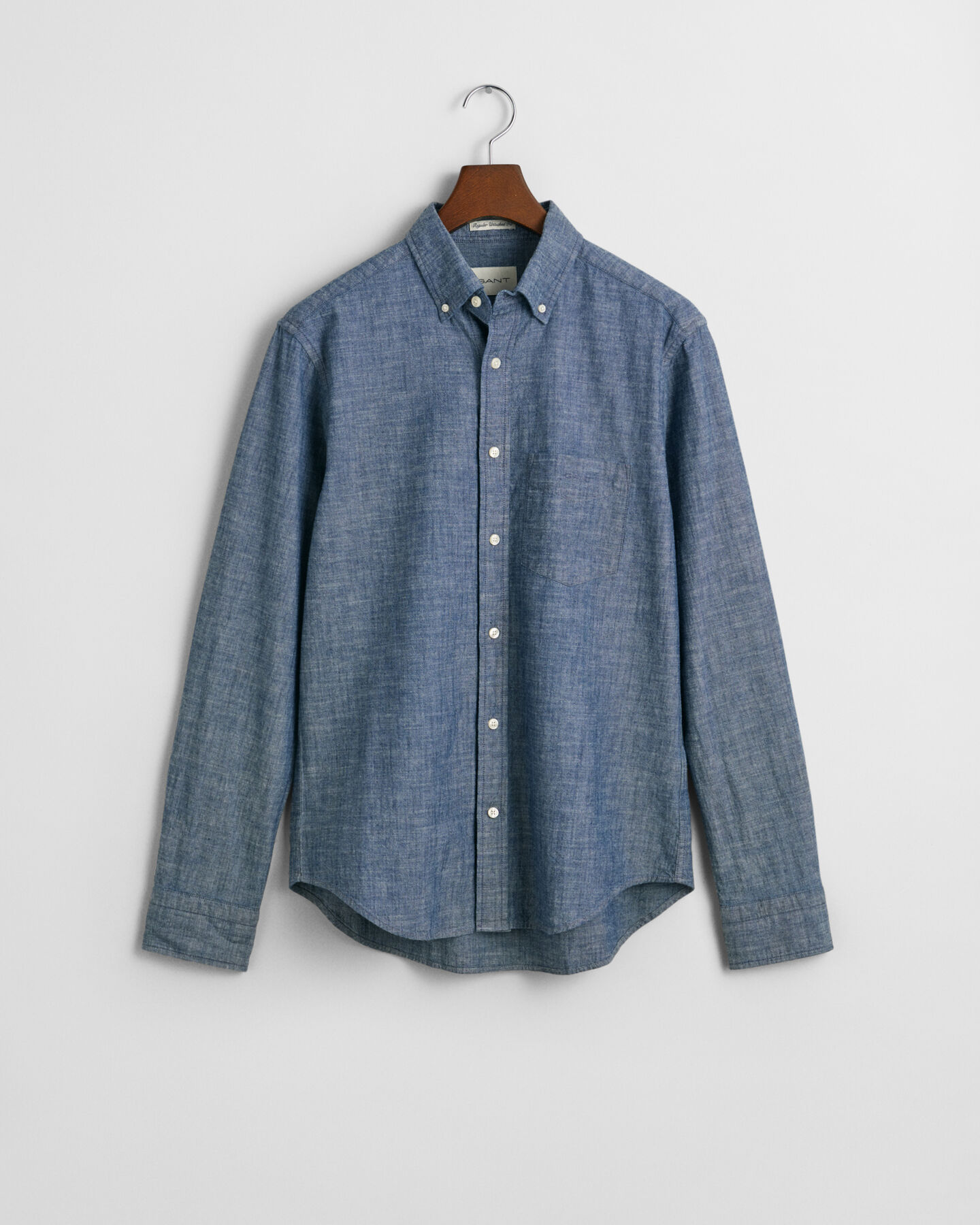 Camisa em chambray índigo regular fit