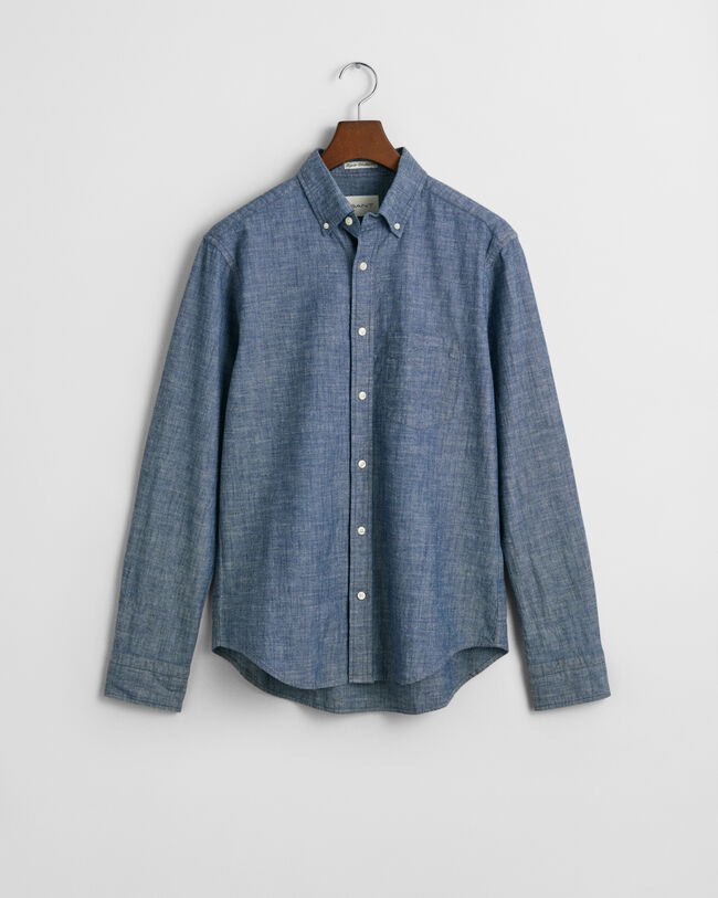Camisa em chambray índigo regular fit