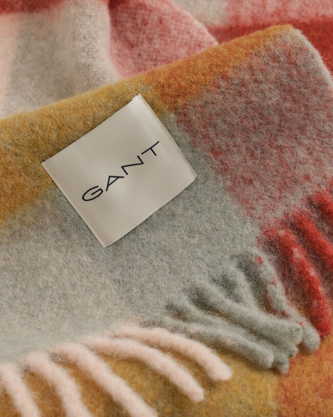 Cachecol em mistura de lã de alpaca com padrão de xadrez