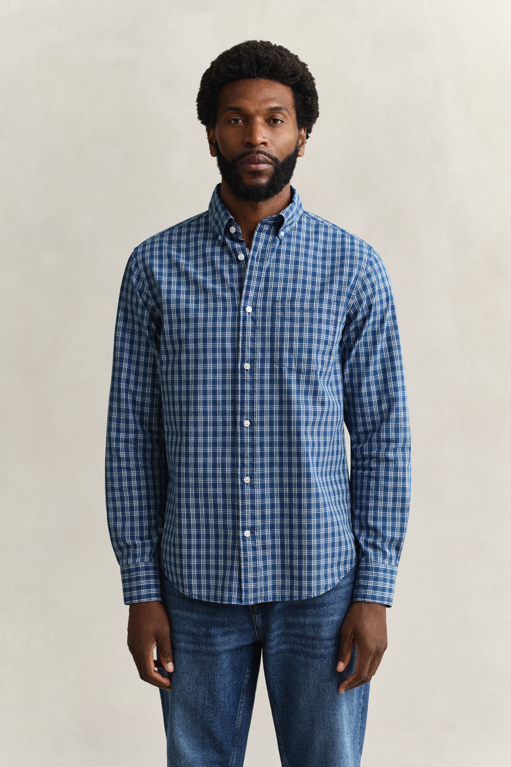 Camisa com padrão de xadrez Indigo