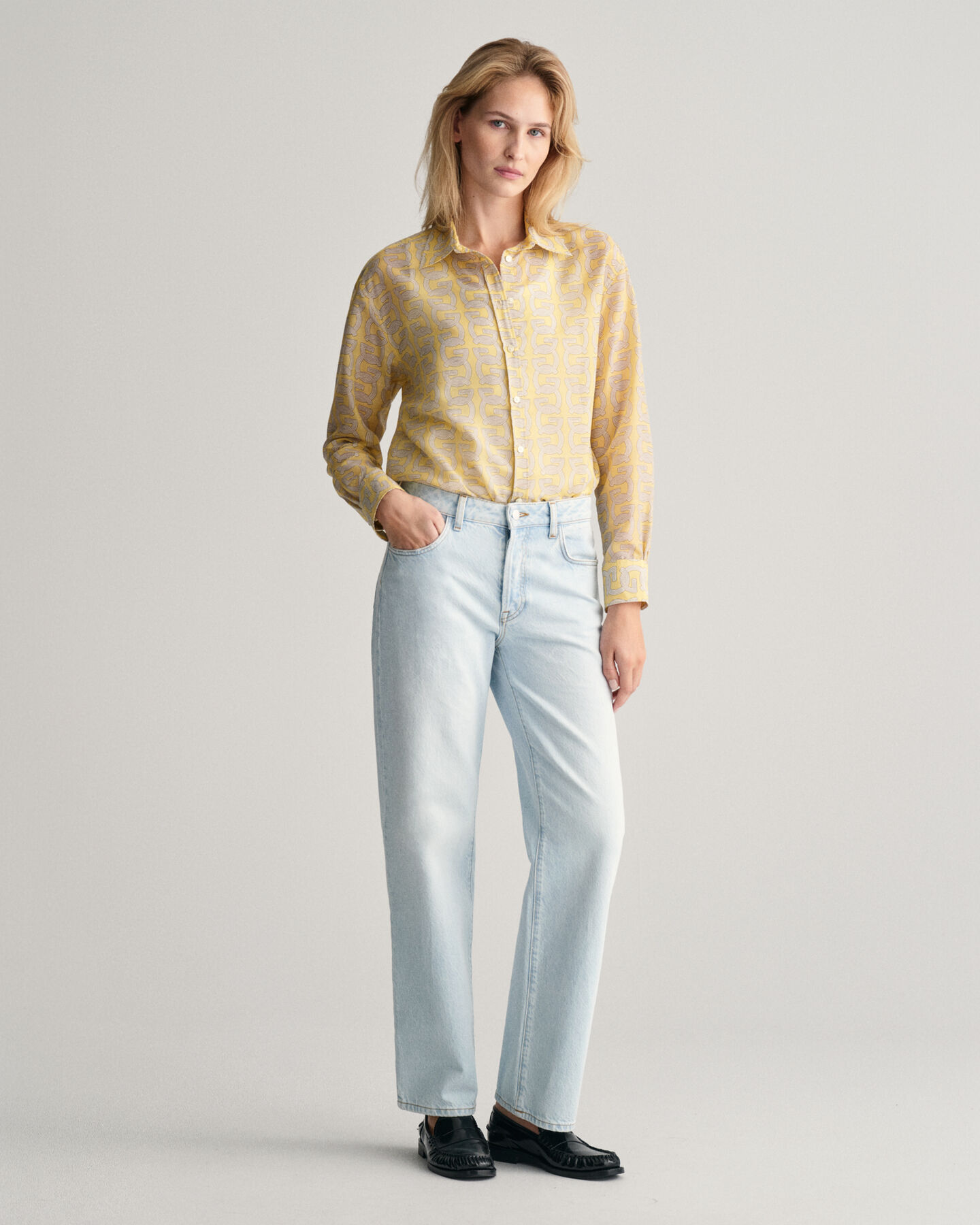 Camisa em seda de algodão G Patterned relaxed fit