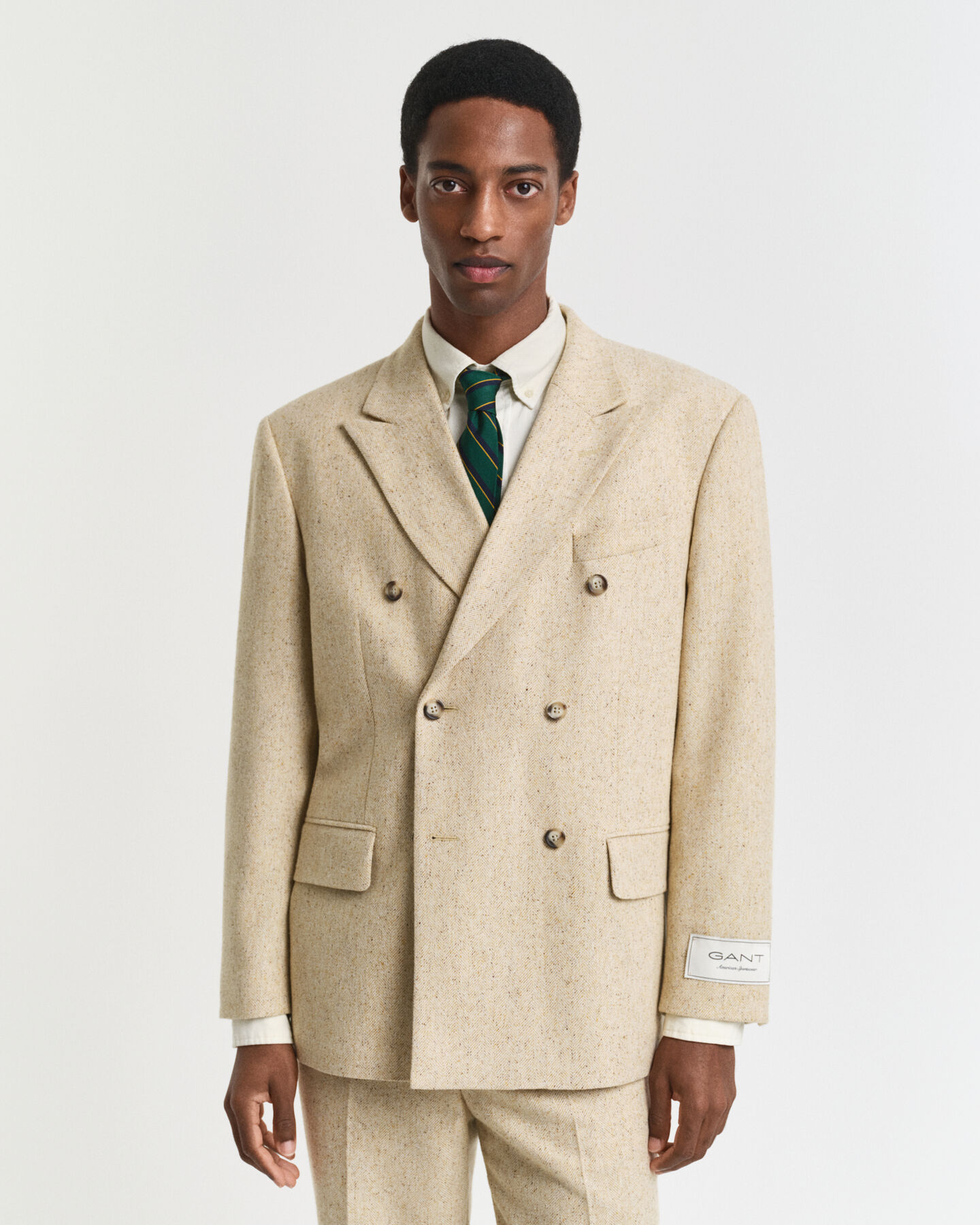 Casaco de fato em malha Nepps com padrão espinha de peixe relaxed fit