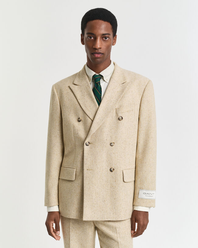 Casaco de fato em malha Nepps com padrão espinha de peixe relaxed fit